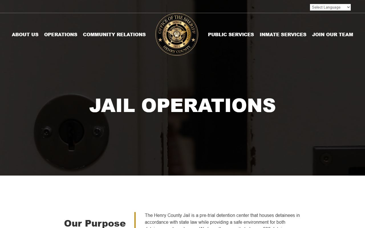 Henry County Jail operations and inmate population overview